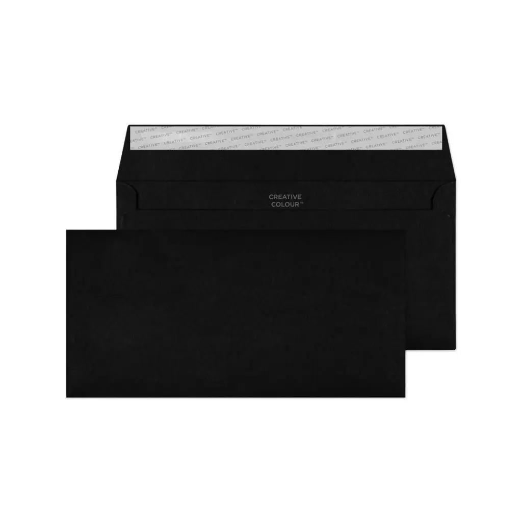 Blake Colour DL+ Jet Black Wallet Peel and Seal 120gsm 114x229mm BOX 500