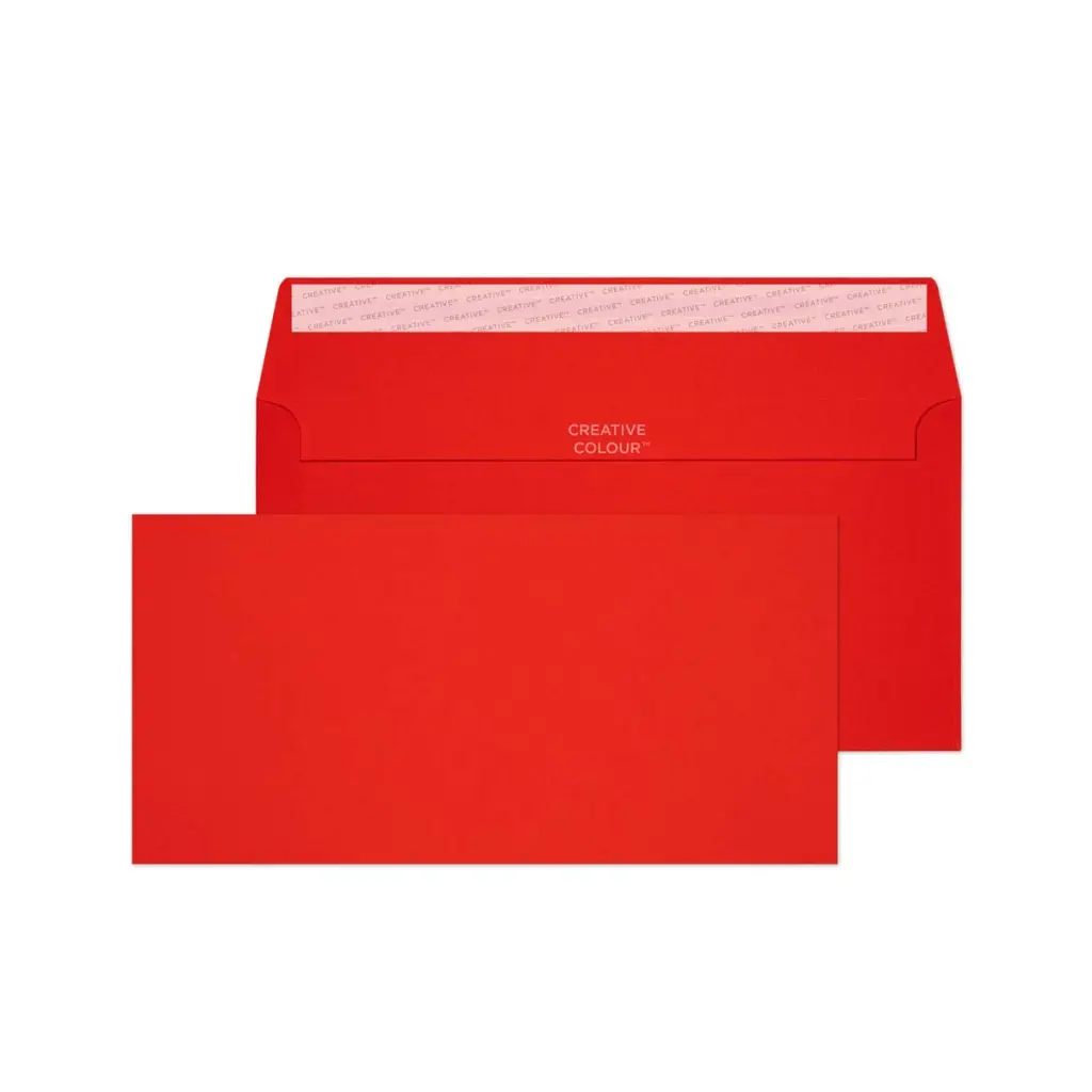 Blake Colour DL+ Pillar Box Red Wallet Peel and Seal 120gsm 114x229mm BOX 500
