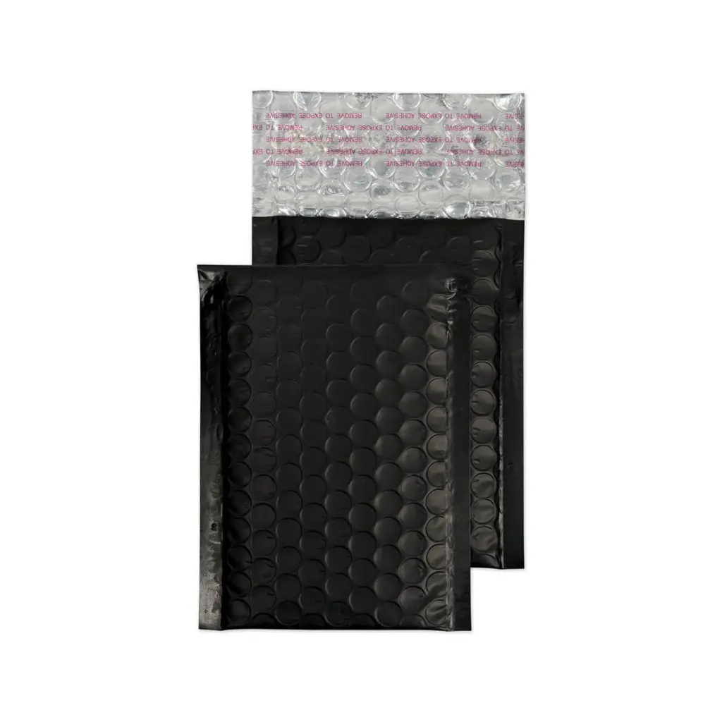 Blake Colour Jet Black Metallic Bubble Peel and Seal 70Mu 145x90mm BOX 100