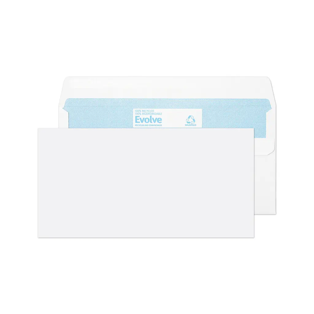 Blake Environmental Evolve Recycled DL White Wallet Self Seal 90gsm 110x220mm BOX 1000