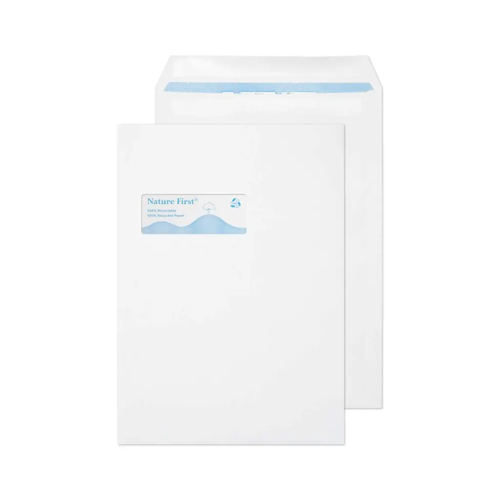 Blake Environmental Nature First Recycled C4 White Pocket High Window Self Seal 100gsm 324x229mm BOX 250