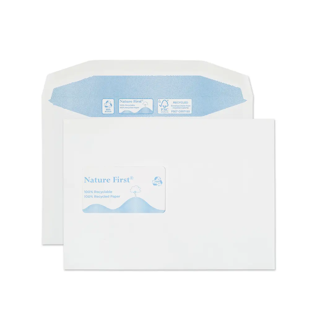 Blake Environmental Nature First Recycled C5 White Mailing Wallet CBC Window Gummed 90gsm 162x229mm BOX 500