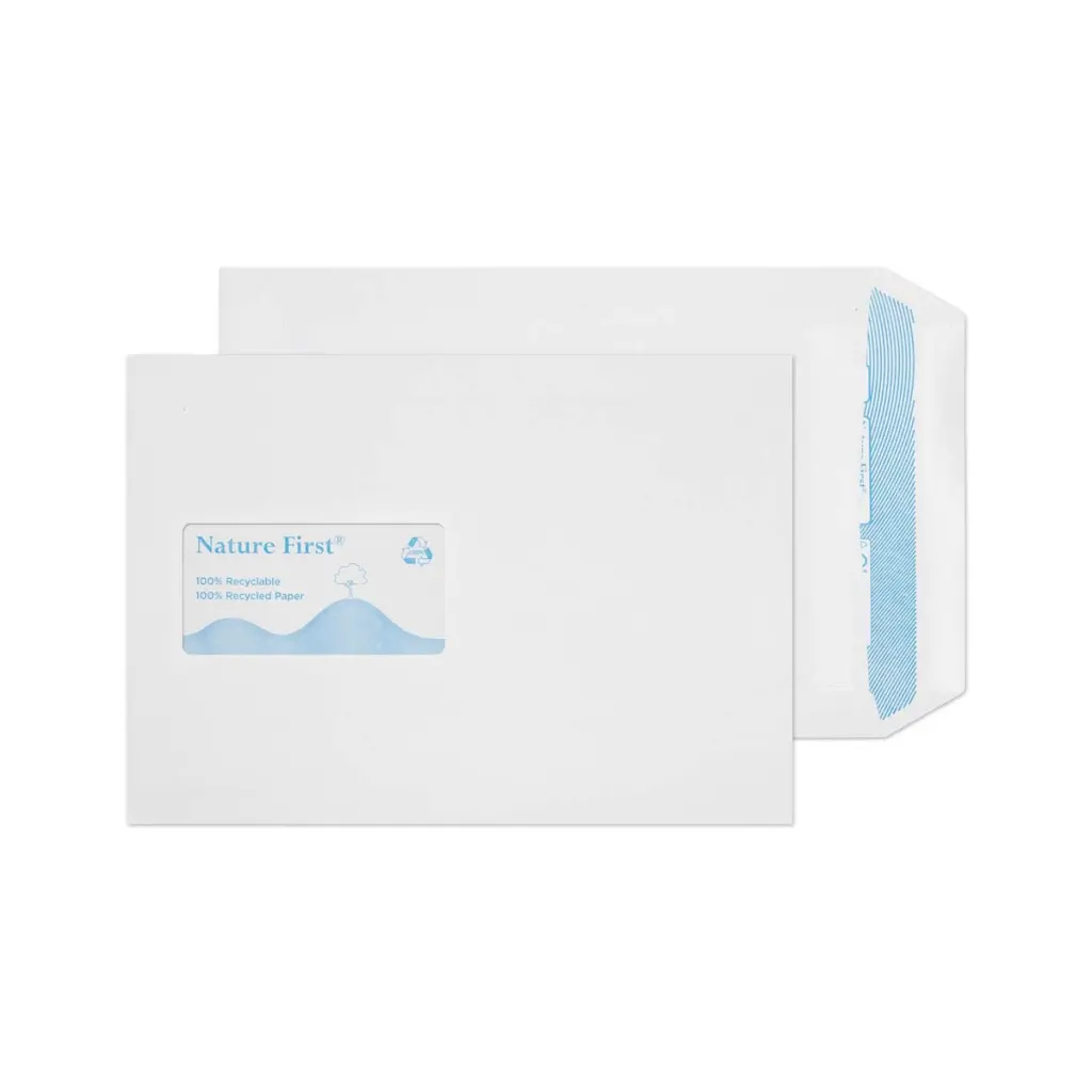 Blake Environmental Nature First Recycled C5 White Pocket Window Self Seal 90gsm 229x162mm BOX 500