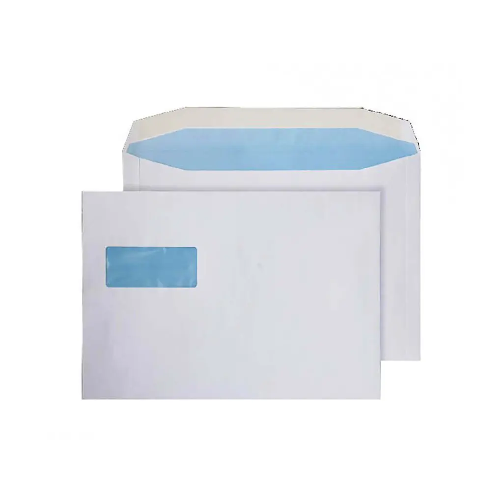 Blake Everyday C4 White Mailing Wallet Landscape Window Gummed 100gsm 229x324mm BOX 250