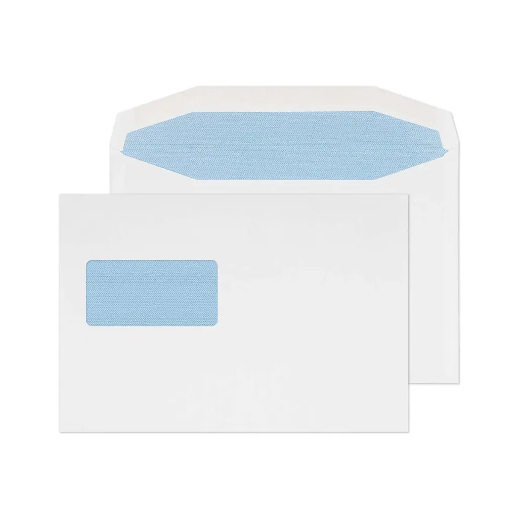 Blake Everyday C5++ White Mailing Wallet High Window Gummed 90gsm 162x238mm BOX 500