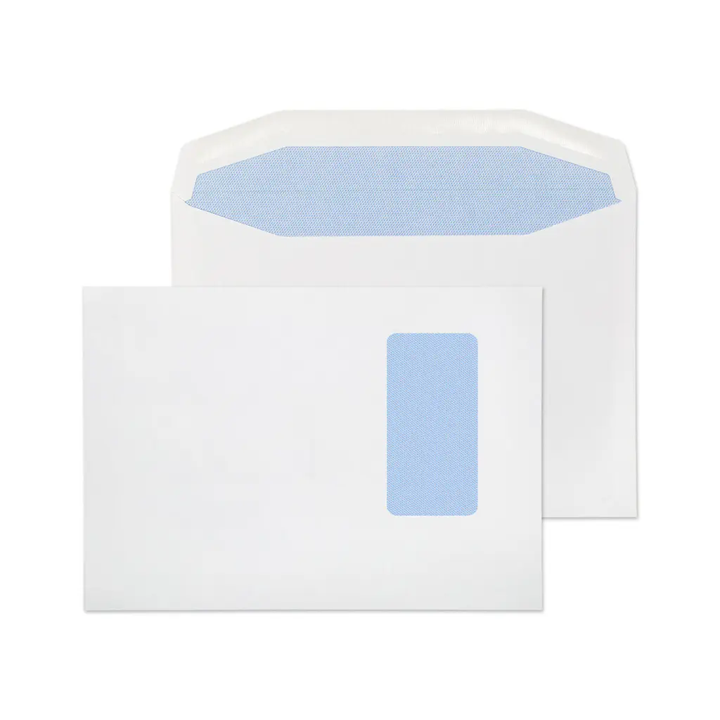 Blake Everyday C5+ White Mailing Wallet Portrait Window Gummed 90gsm 162x235mm BOX 500