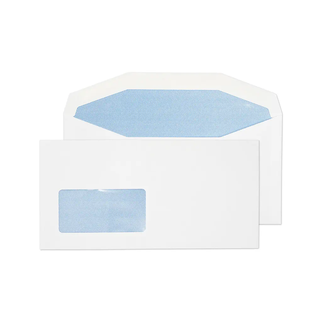 Blake Everyday DL+ White Mailing Wallet Low Window Gummed 90gsm 114x229mm BOX 1000