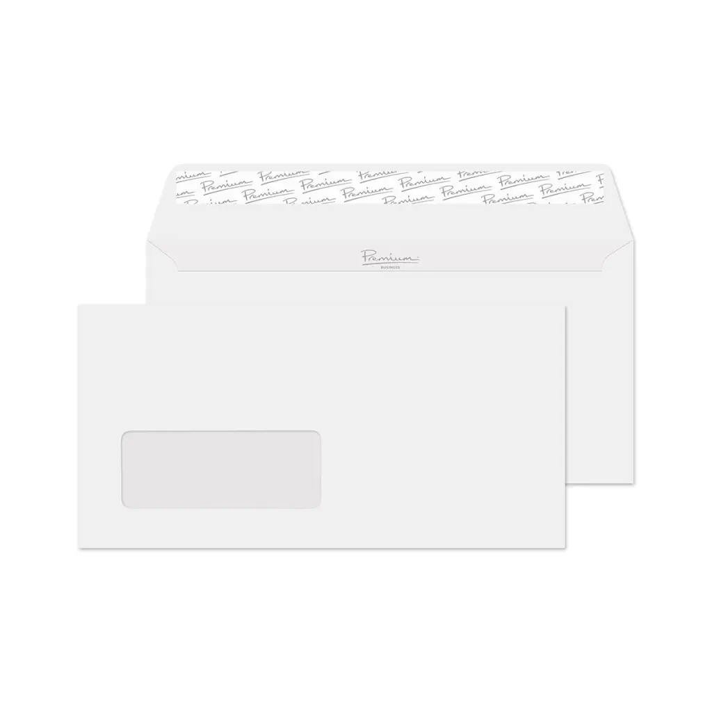 Blake Premium Business DL Brilliant White Wove Wallet Window Peel and Seal 110x220mm BOX 500