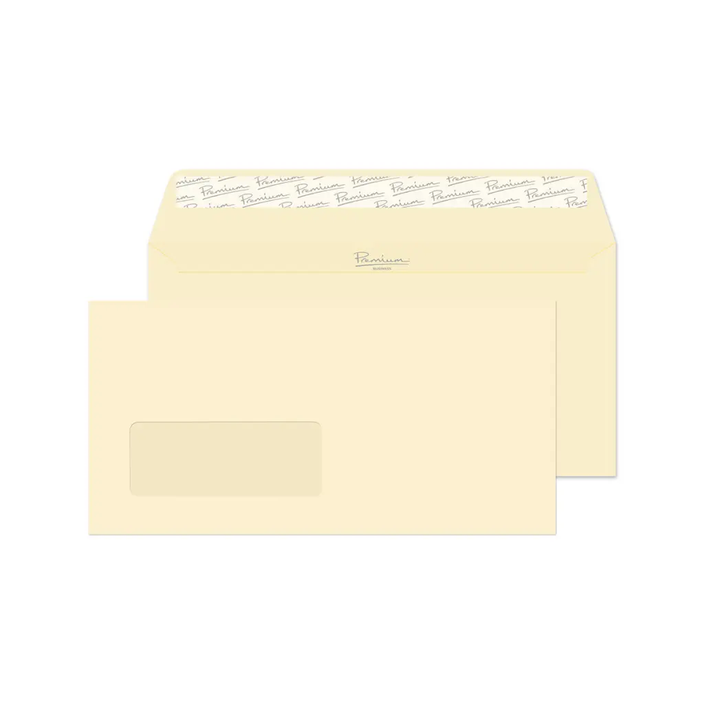 Blake Premium Business DL Cream Wove Wallet Window Peel and Seal 120gsm 110x220mm BOX 500