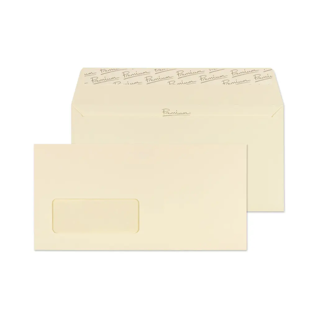 Blake Premium Business DL Cream Wove Wallet Window Peel and Seal 120gsm 110x220mm BOX 500 PACK 25