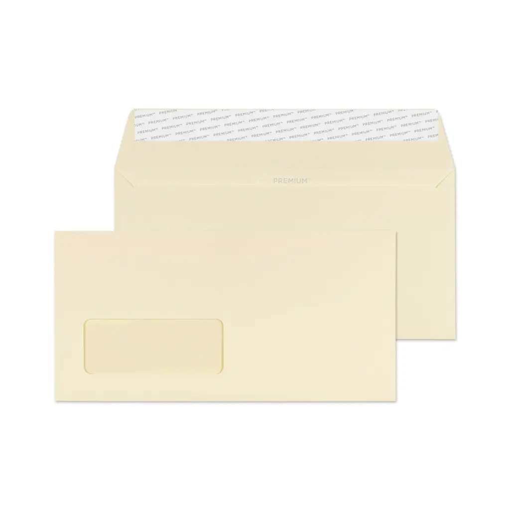 Blake Premium Business DL Cream Wove Wallet Window Peel and Seal 120gsm 110x220mm BOX 500 PACK 50