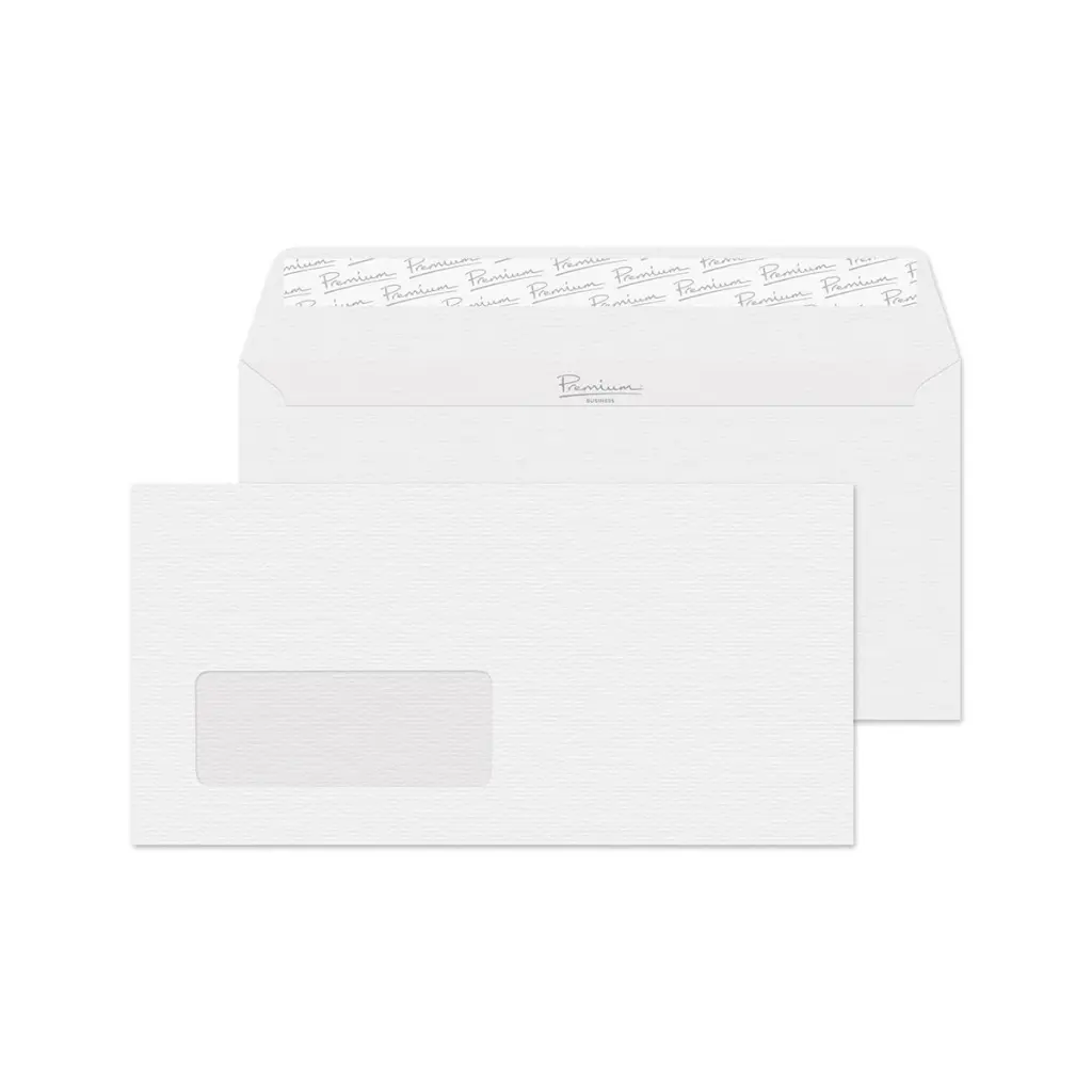 Blake Premium Business DL Diamond White Laid Wallet Window Peel and Seal 1 110x220mm BOX 500