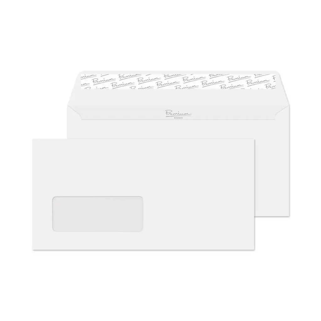 Blake Premium Business DL Diamond White Smooth Wallet Window Peel and Seal 110x220mm BOX 500