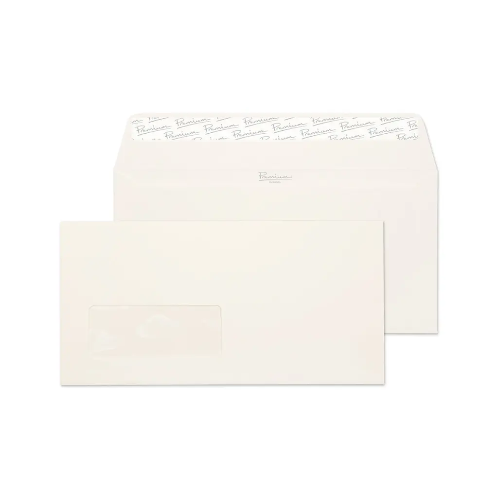 Blake Premium Business DL High White Laid Wallet Window Peel and Seal 120gsm 110x220mm BOX 500 PACK 50