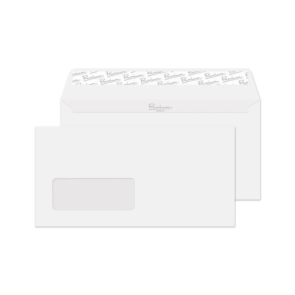 Blake Premium Business DL Ice White Wove Wallet Window Peel and Seal 120gsm 110x220mm BOX 500