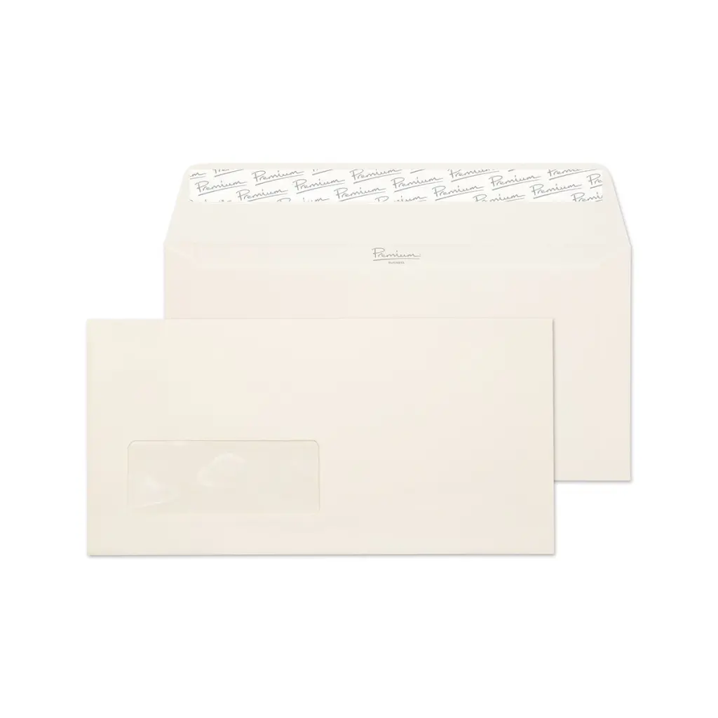 Blake Premium Business DL Oyster Wove Wallet Window Peel and Seal 120gsm 110x220mm BOX 500 PACK 25