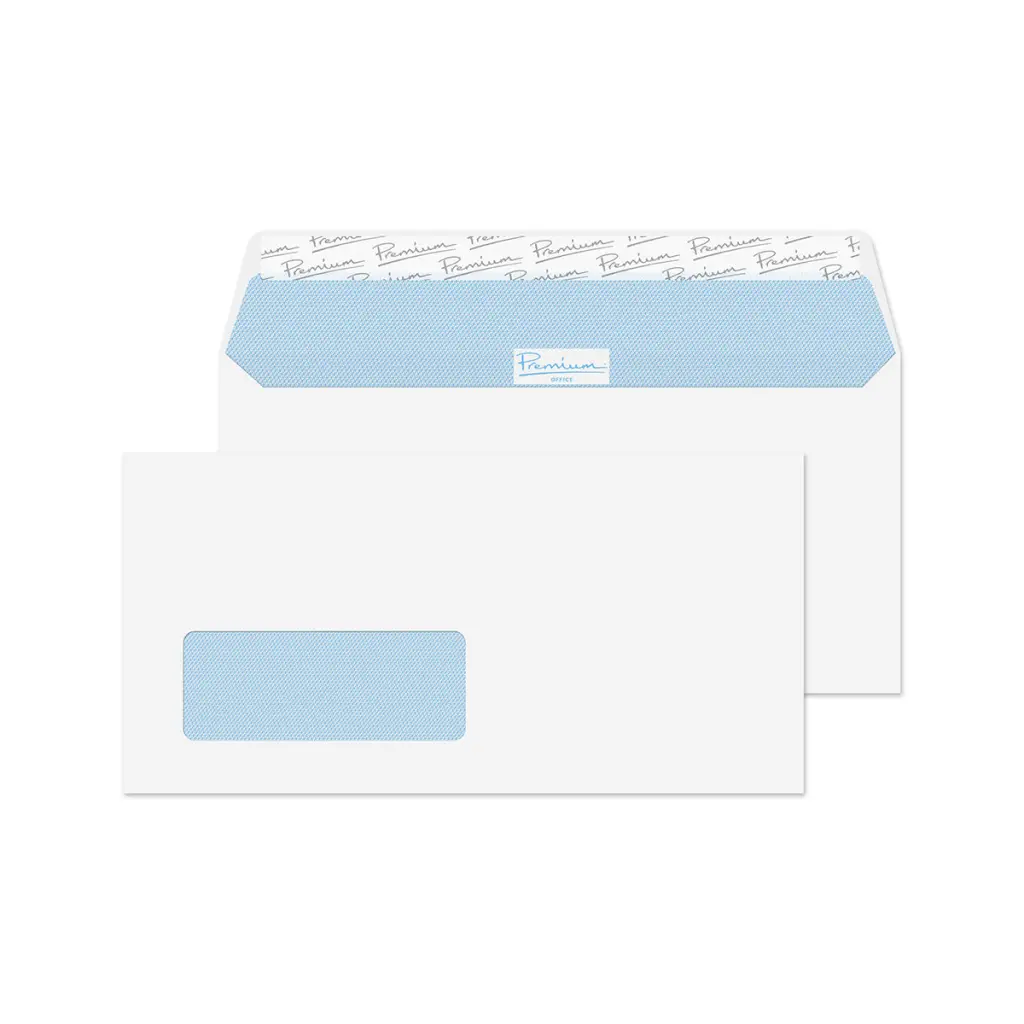 Blake Premium Office DL Ultra White Wove Wallet Window Peel and Seal 120gsm 110x220mm BOX 500 PACK 25