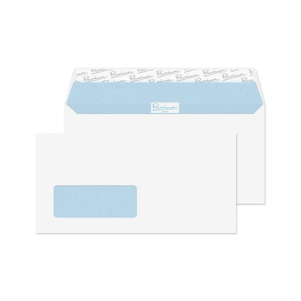 Blake Premium Office DL+ Ultra White Wove Wallet Window Peel and Seal 120gsm 114x229mm BOX 500