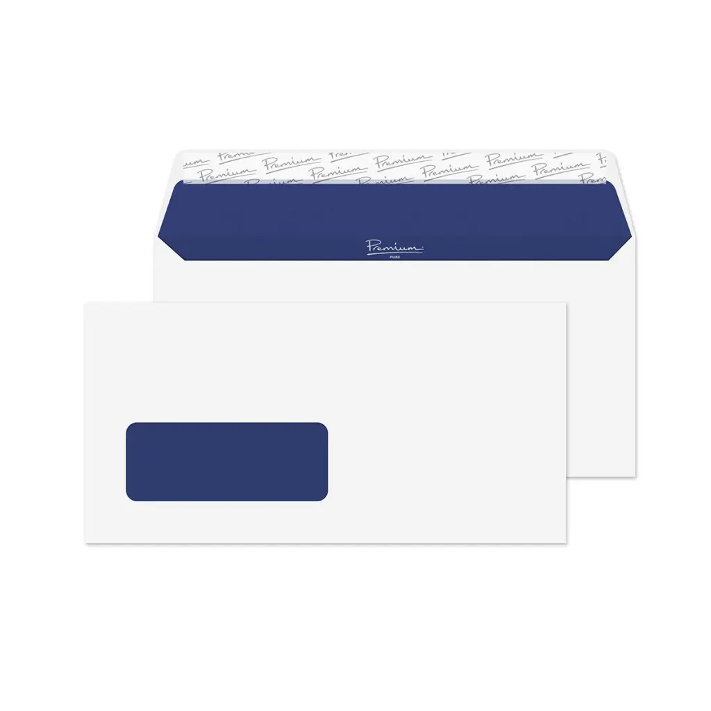 Blake Pure Recycled DL Super White Wove Wallet Window Peel and Seal 120gsm 110x220mm BOX 500 PACK 25