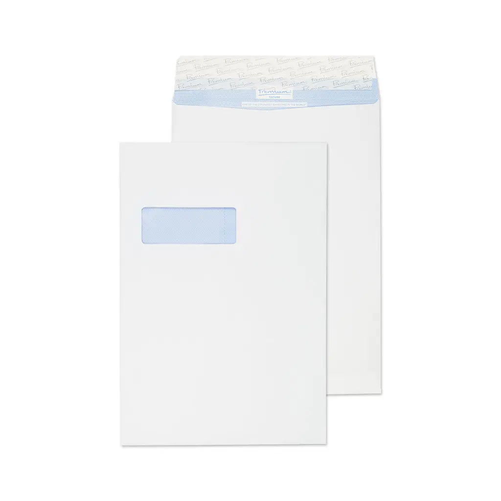Blake Secure Tear-Resistant C4 White Pocket High Window Peel and Seal 125gsm 324x229mm BOX 125