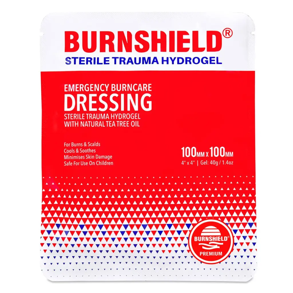 Burnshield Sterile Trauma Hydrogel Dressing 100mm X 100mm White/red