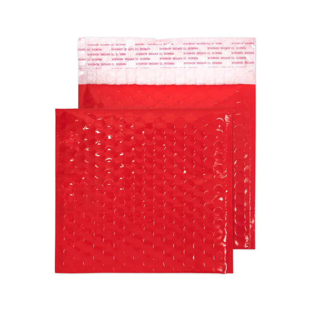 CLS Blake Colour CD Red Neon Gloss Bubble Square Peel and Seal 70Mu 165x165mm BOX 100