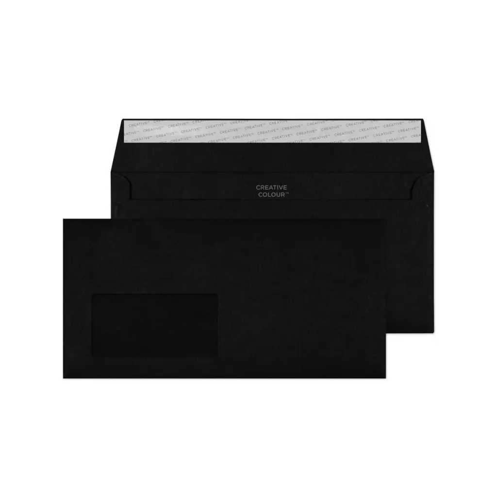CLS Blake Colour DL+ Jet Black Wallet Window Peel and Seal 120gsm 114x229mm BOX 500