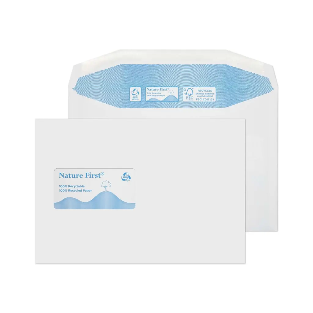 CLS Blake Environmental Nature First Recycled C5 White Mailing Wallet High Window Gummed 90gsm 162x229mm BOX 500