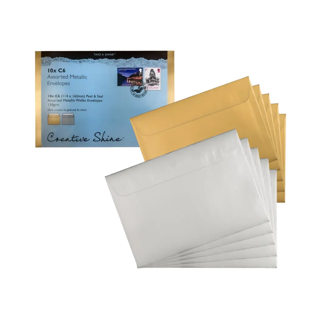 CLS Purely Everyday C6 Metallic Silver/Gold Wallet Metallic Bubble 114x162mm BOX 200 PACK 10