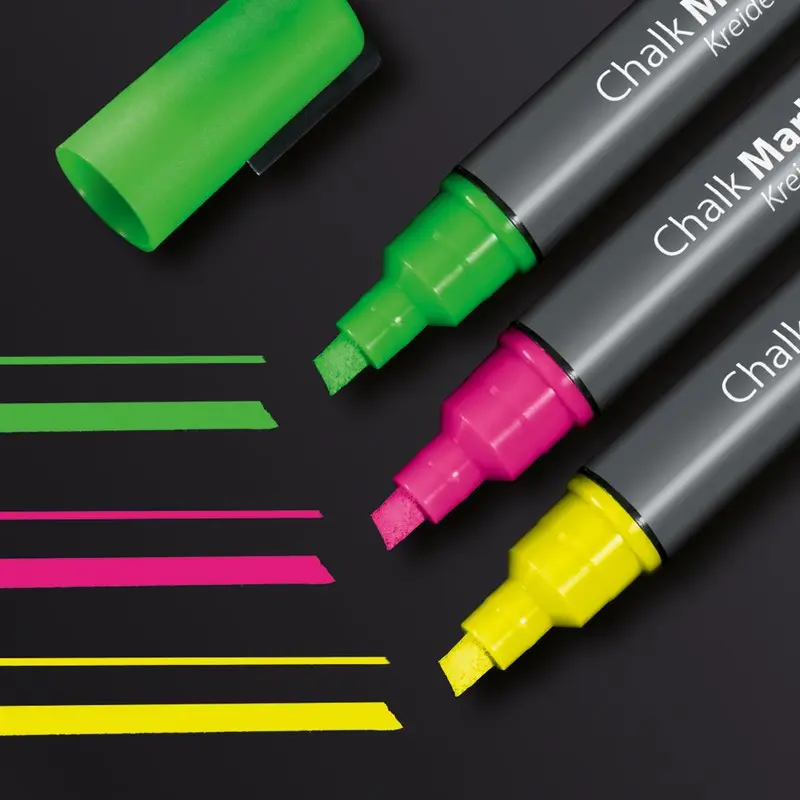 Chalk Marker Pink Green Yellow Chisel Tip 1-5mm (3) - GL182