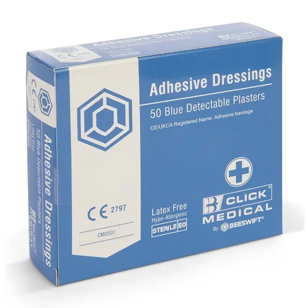 Click Medical Blue Detectable Fingertip Plasters (Bof of 50)