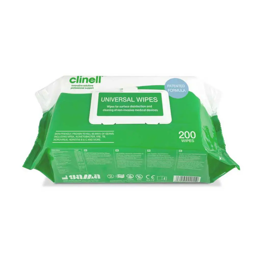Clinell Universal Wipes Pack 200 (Box of 200)