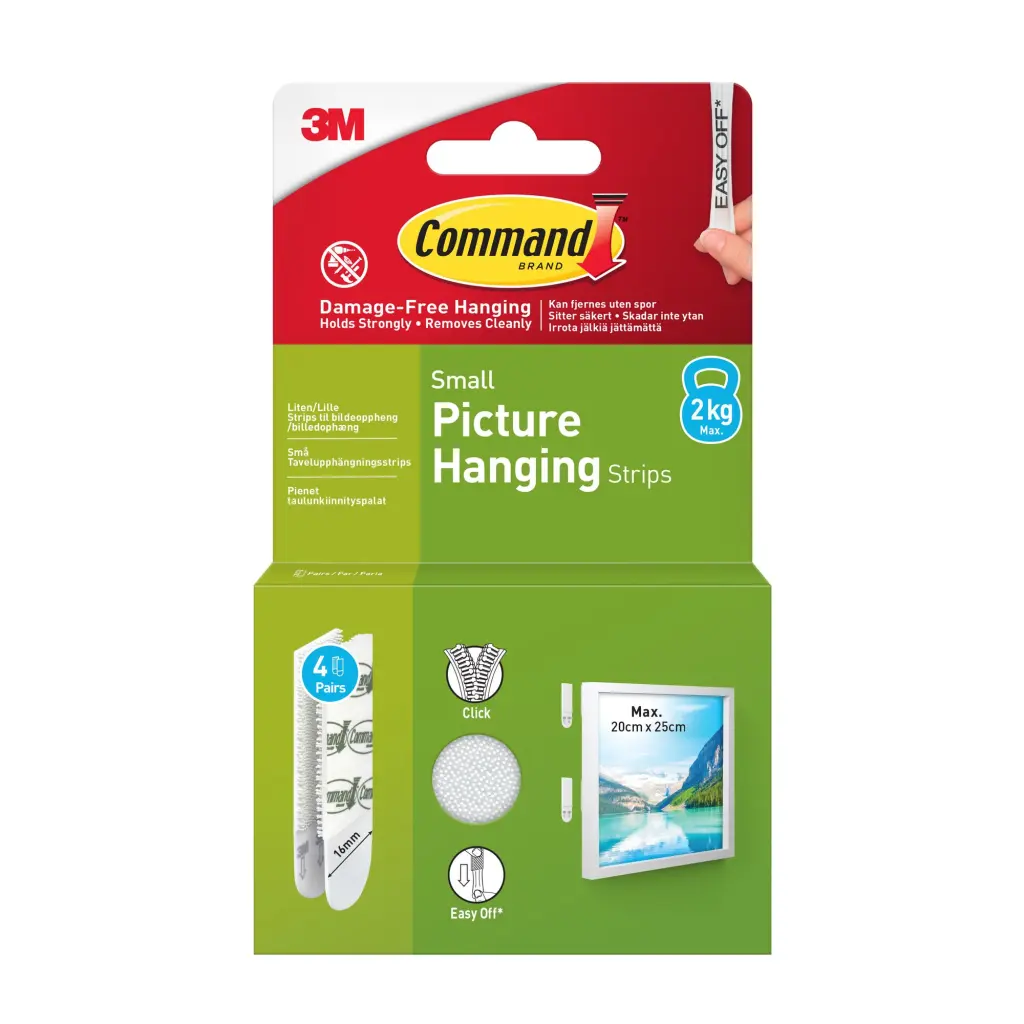 Command™ Picture Hanging Strips 17202WHI-4-UKN White Small 4 Pairs (8 Strips)