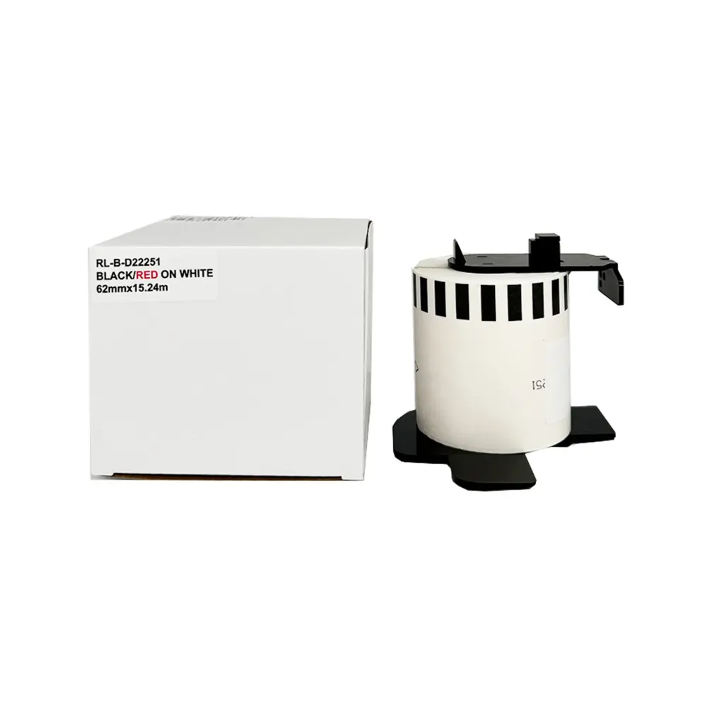 Comp Brother DK-22251 Continuous Paper Tape Red/Black on White