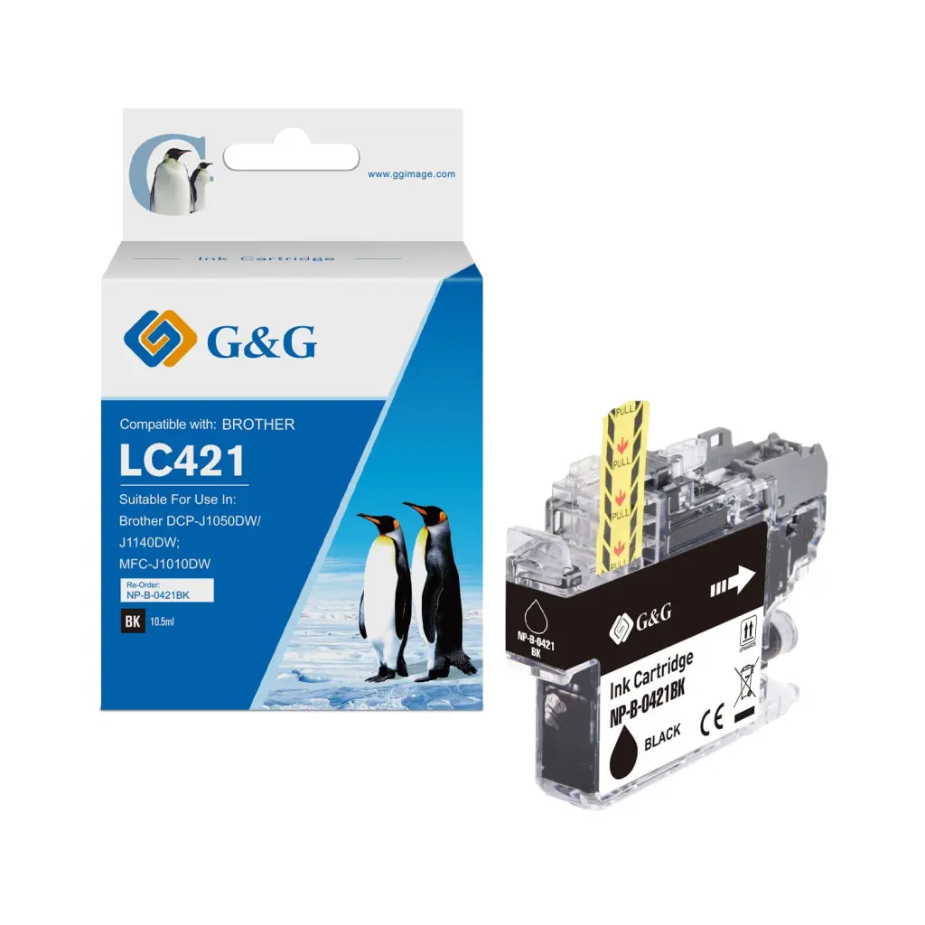 Comp Brother LC421BK Black Ink Cartridge 10.5ml Pigment Ink 200 Pages