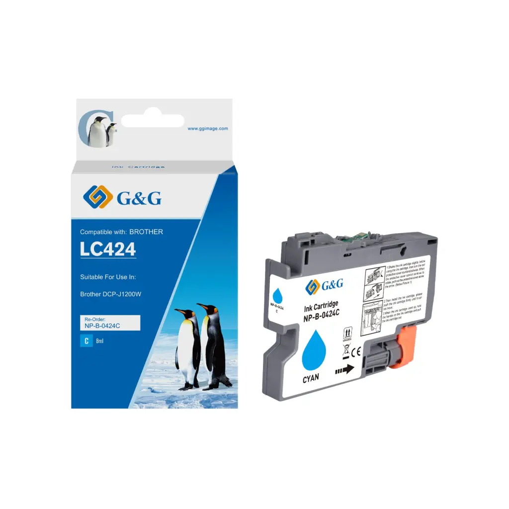 Comp Brother LC424C Cyan Ink Cartridge 8ml Dye 750 Pages