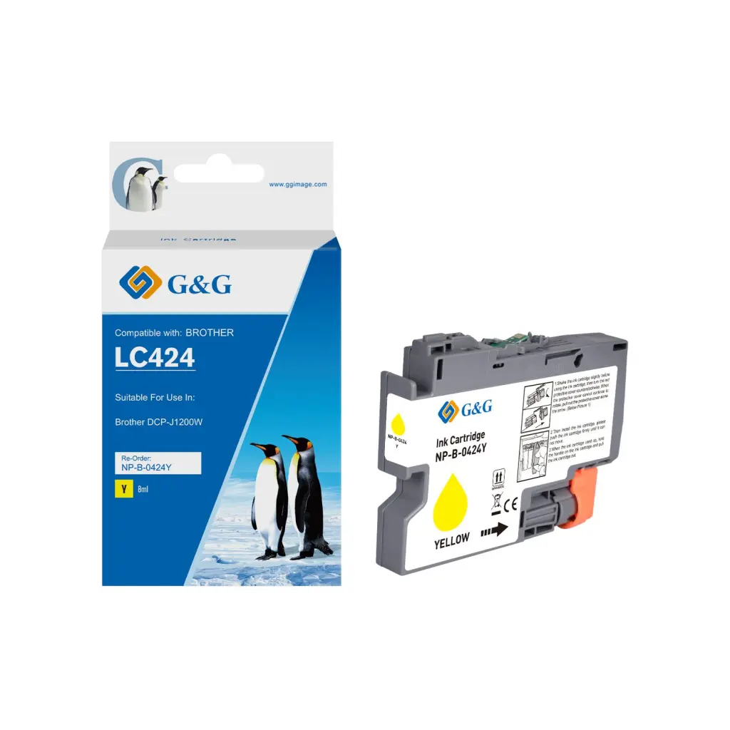 Comp Brother LC424Y Yellow Ink Cartridge 8mll Dye 750 Pages