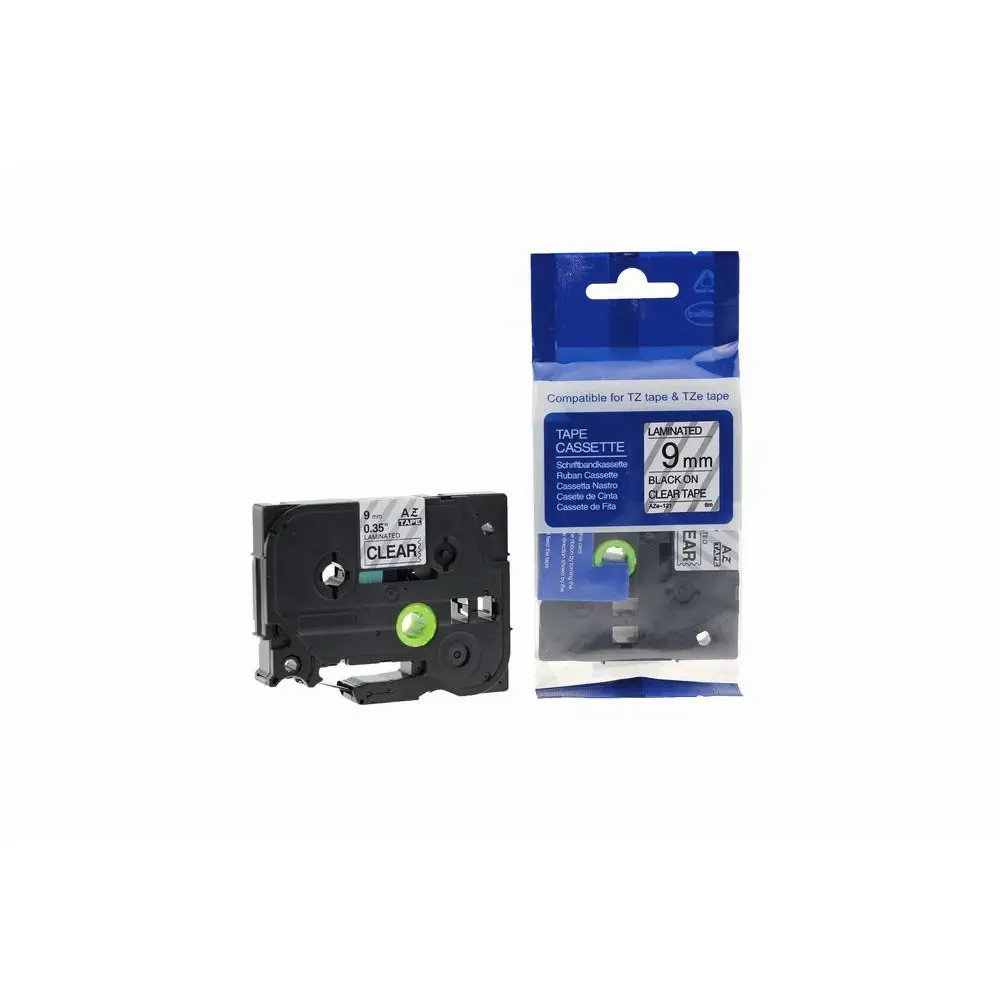 Comp Brother P Touch TZe-121 (YT-121) Labelling Tape Cassette Black on Clear also for TZ-121 