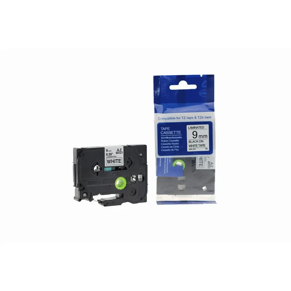 Comp Brother P Touch TZe-221 (YT-221) Labelling Tape Cassette Black on White also for TZ-221 