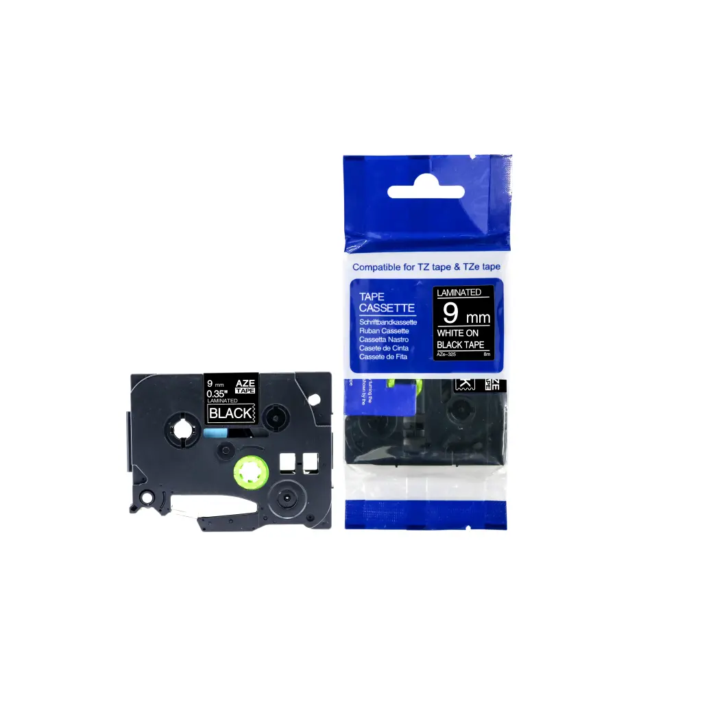 Comp Brother P-Touch TZe-325 Labelling Tape Cassette White on Black also for TZ-325