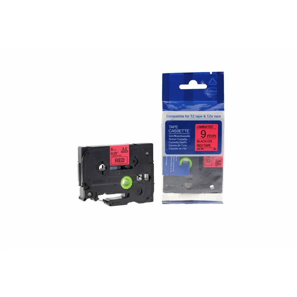 Comp Brother P Touch TZe-421 (YT-421) Labelling Tape Cassette Black on Red also for TZ-421 
