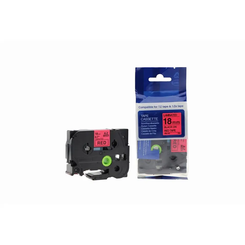 Comp Brother P Touch TZe-441 (YT-441) Labelling Tape Cassette Black on Red also for TZ-441 