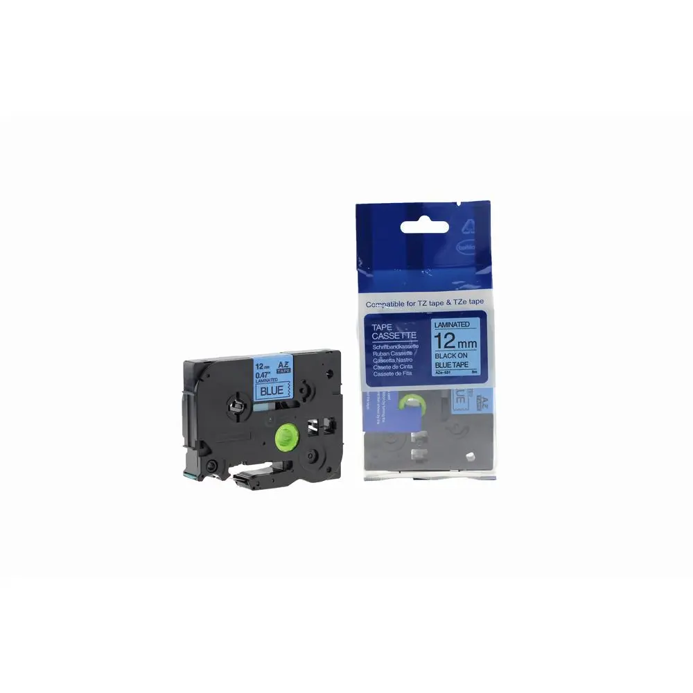 Comp Brother P Touch TZe-531 (YT-531) Labelling Tape Cassette Black on Blue also for TZ-531 