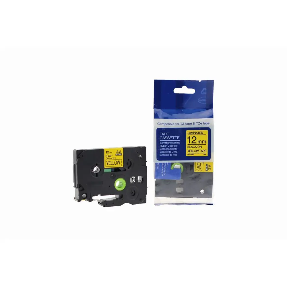 Comp Brother P Touch TZe-631 (YT-631) Labelling Tape Cassette Black on Yellow also for TZ-631