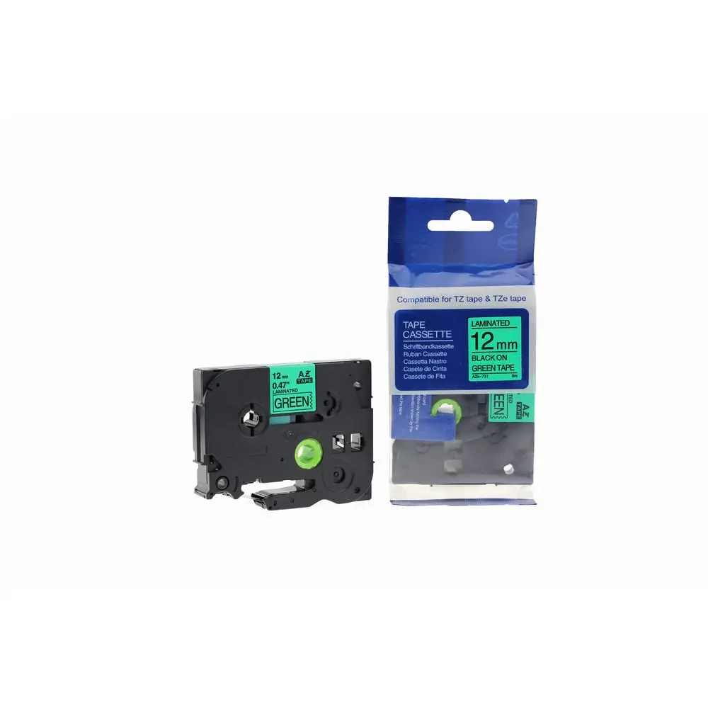 Comp Brother P-Touch TZe-731 Labelling Tape Cassette Black on Green also for TZ-731 