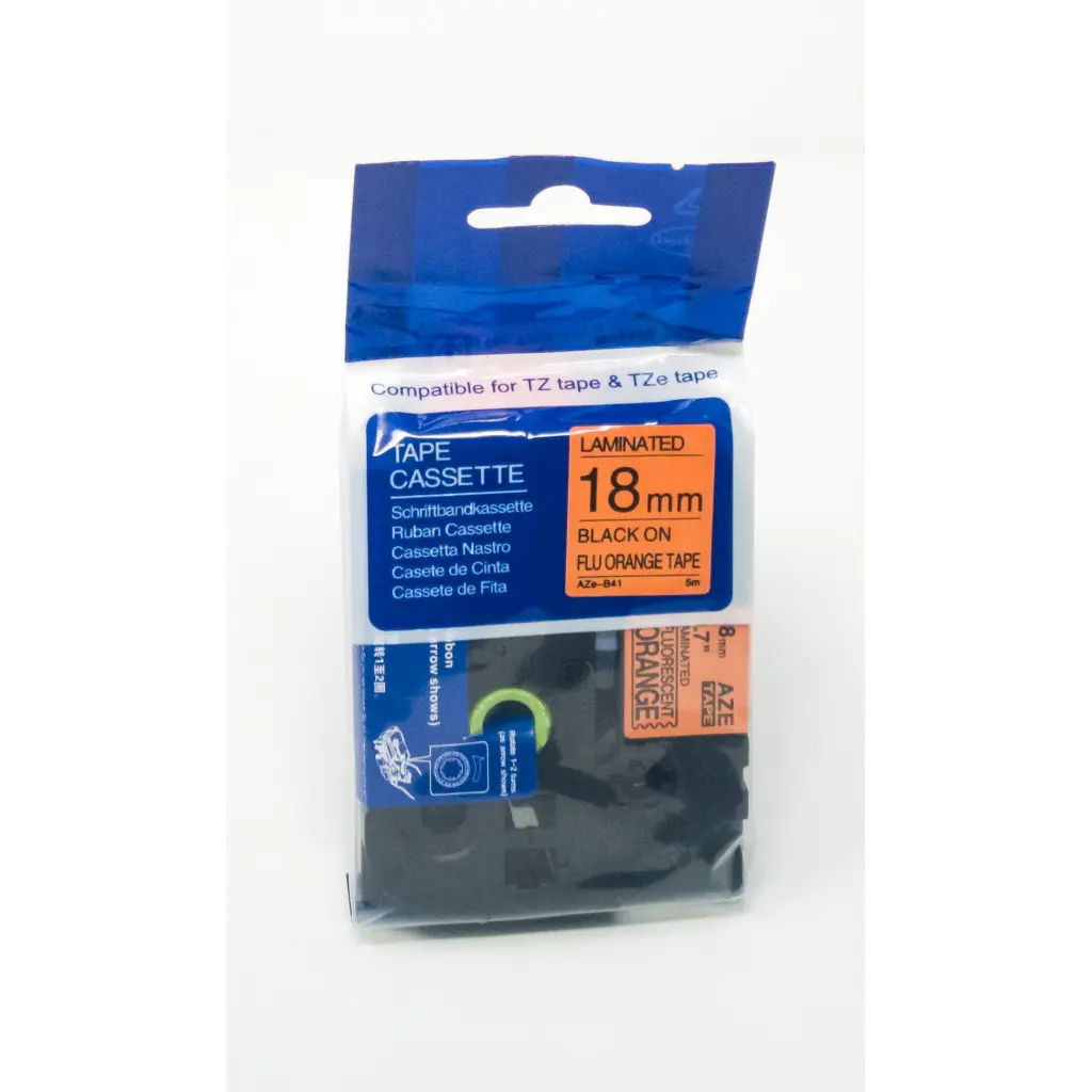 Comp Brother P-Touch TZe-B41 Labelling Tape Cassette Black on Fluorescent Orange also for TZ-B41