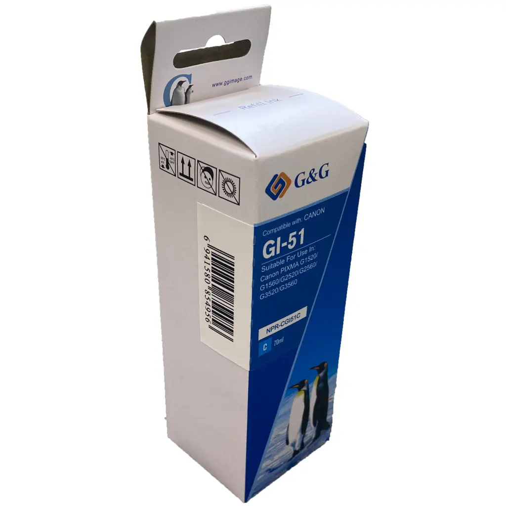 Comp Canon G+G GI-51C Cyan Ink Bottle 4546C001 70ml Ink 7700 Pages