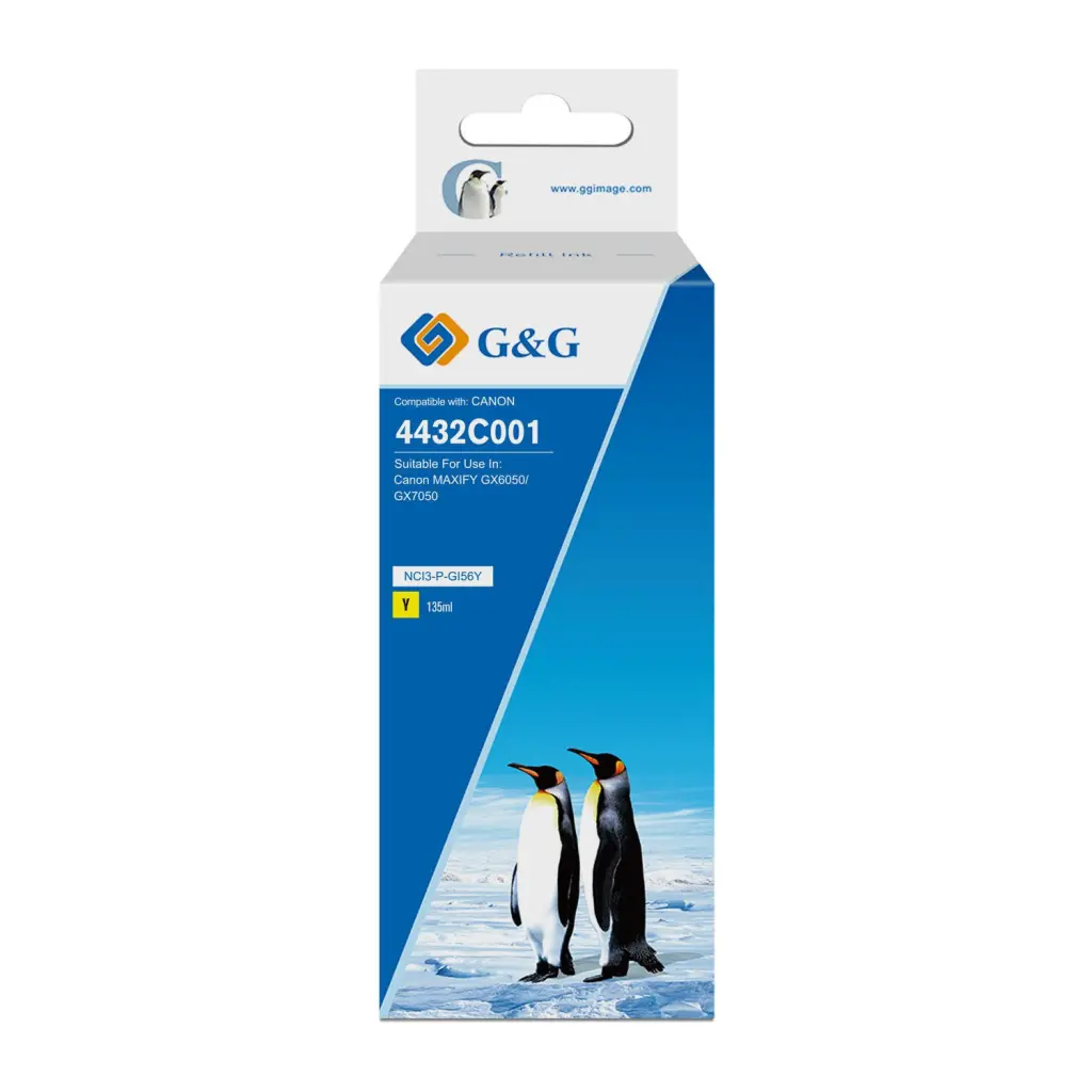 Comp Canon G+G GI-56Y Yellow Ink Bottle 4432C001 135ml Ink 14000 Pages