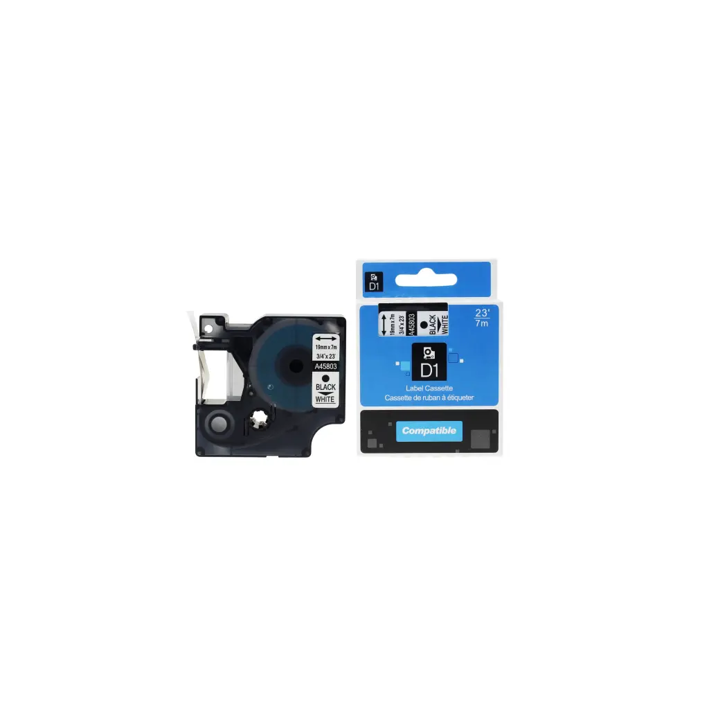 Comp Dymo 45803 S0720830 Labelling Tape Cassette Black on White 