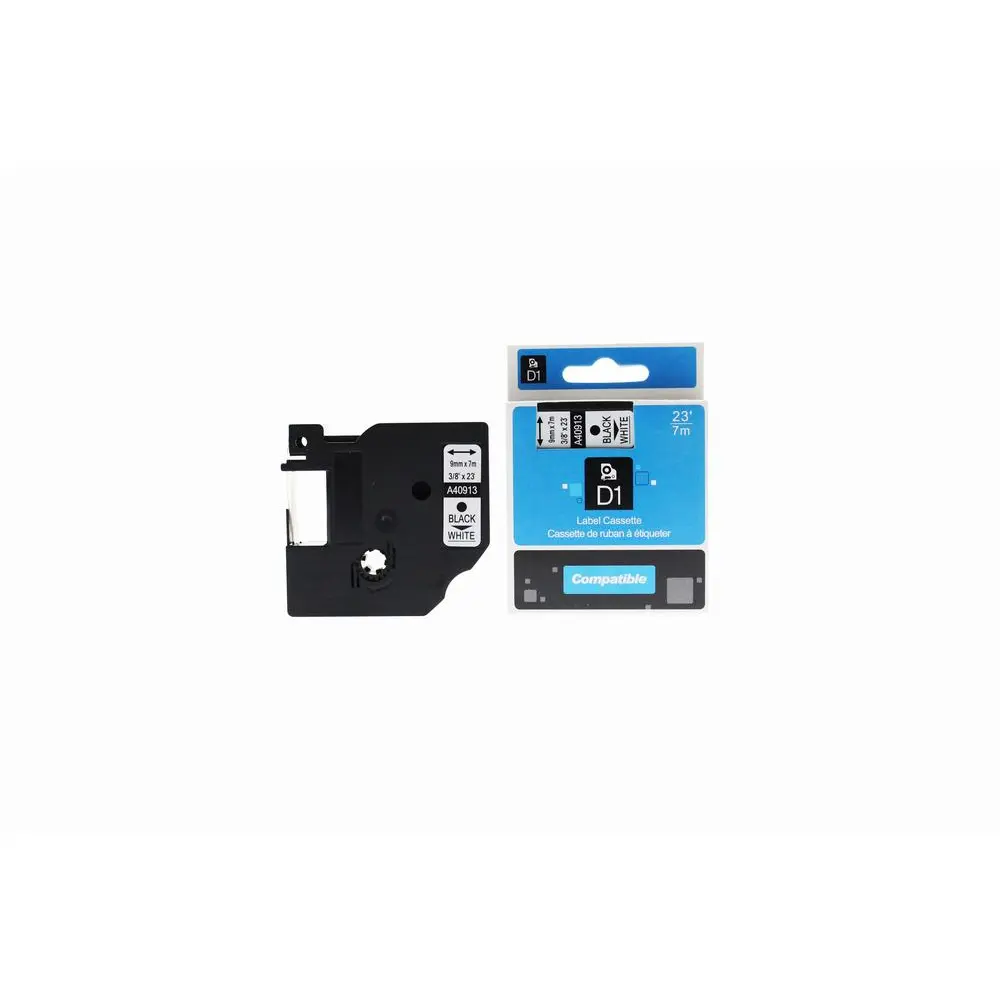 Comp Dymo LM100 Labelling Tape Cassette 40913 S0720680 Black on White